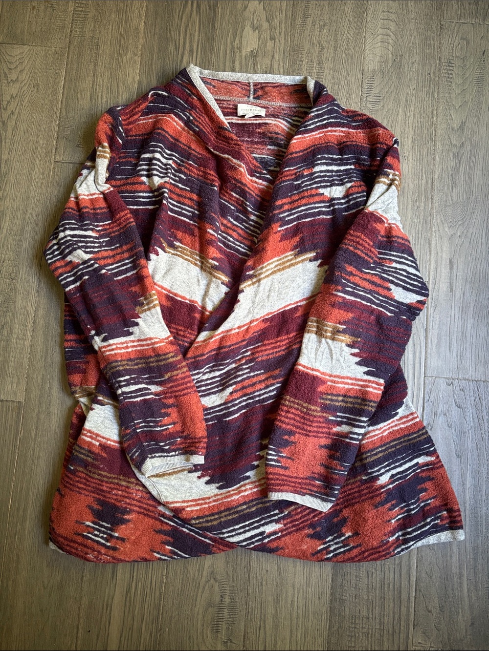 Lucky Brand | Aztec Boho Draped Cardigan Cotton Blend Sweater Size 2X